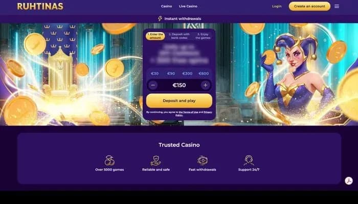 Ruhtinas Casino website screenshot