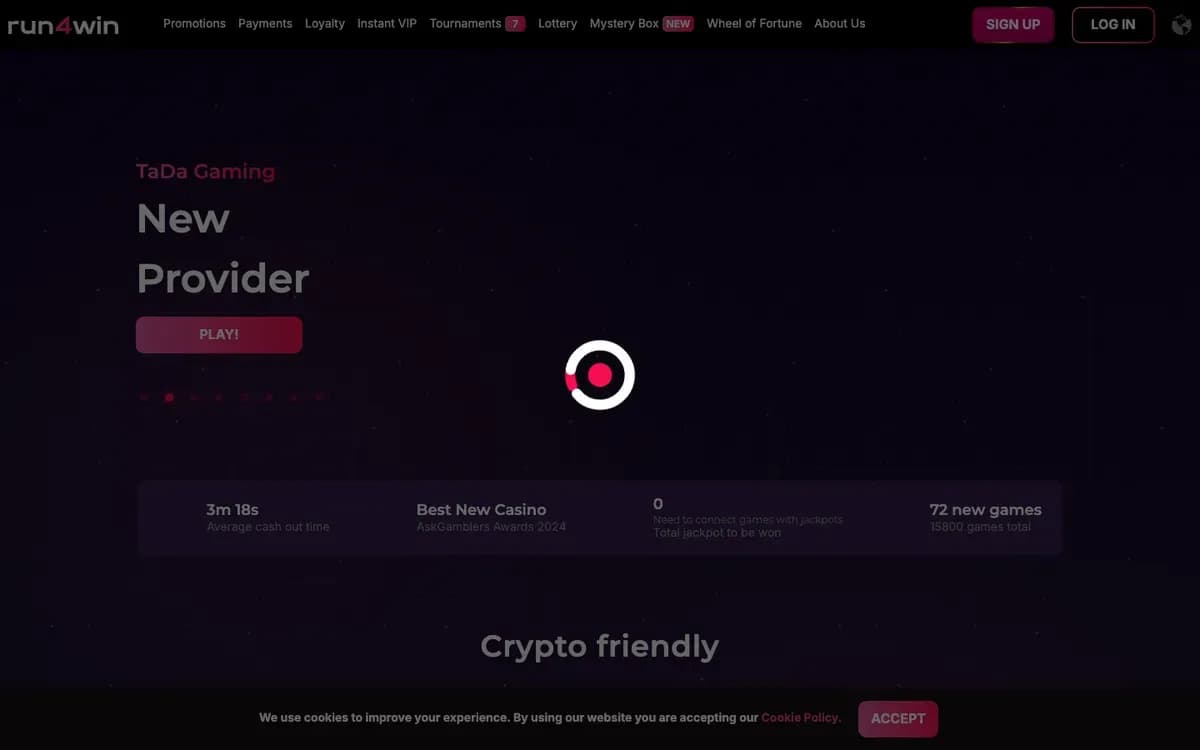 Run4Win Casino website screenshot