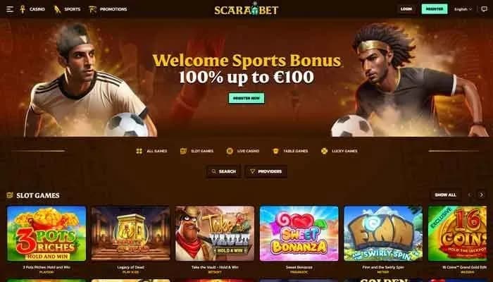 Scarabet Casino website screenshot