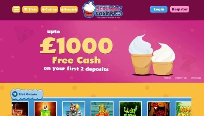 Scrummy Casino website screenshot