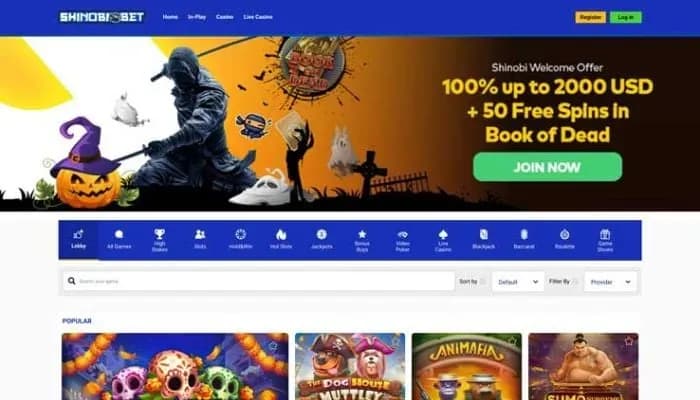 Shinobibet Casino website screenshot