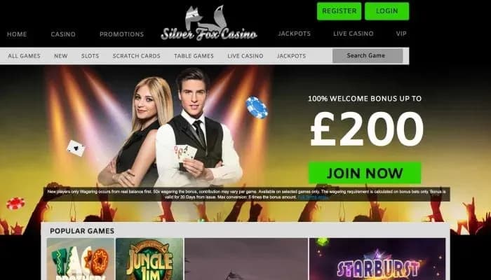 Silver Fox Casino website screenshot