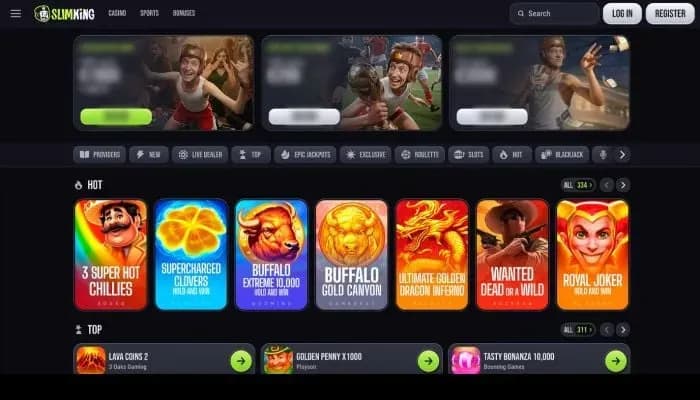 Slim King Casino website screenshot