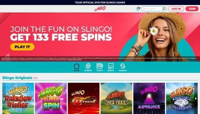 Slingo Casino website screenshot