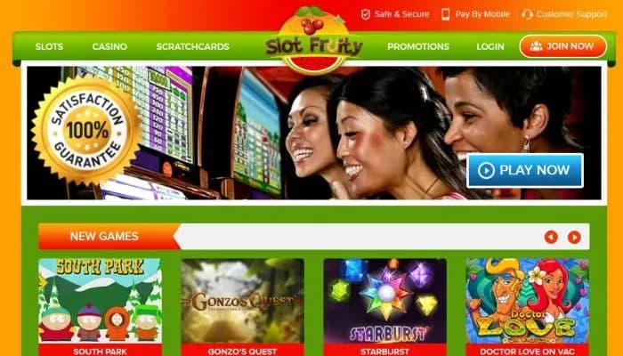 Slot Fruity Casino website screenshot