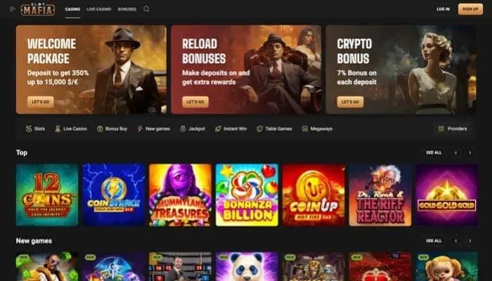 Slot Mafia Casino website screenshot