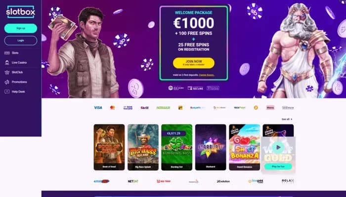 Slotbox Casino website screenshot