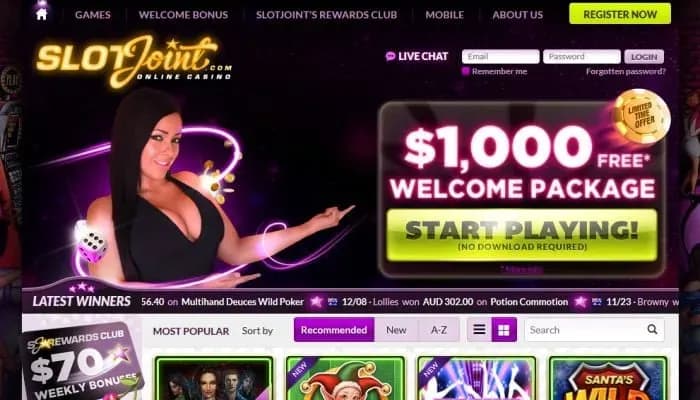 SlotJoint Casino website screenshot