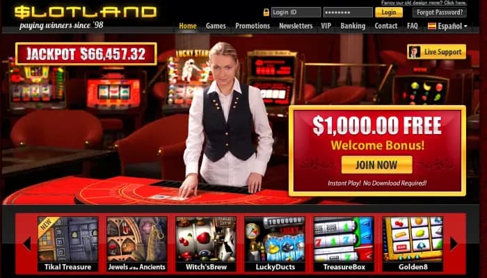 Slotland Casino website screenshot