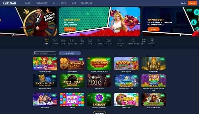 Slotman Casino website screenshot