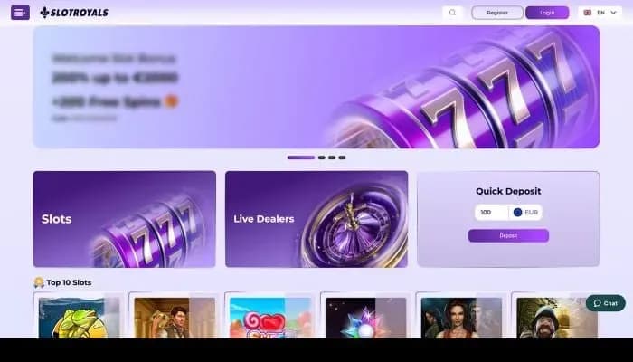 Slotroyals Casino website screenshot