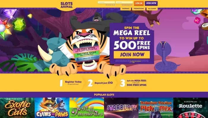 Slots Animal Casino website screenshot