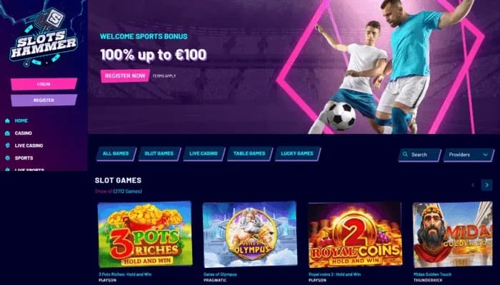 Slots Hammer Casino website screenshot