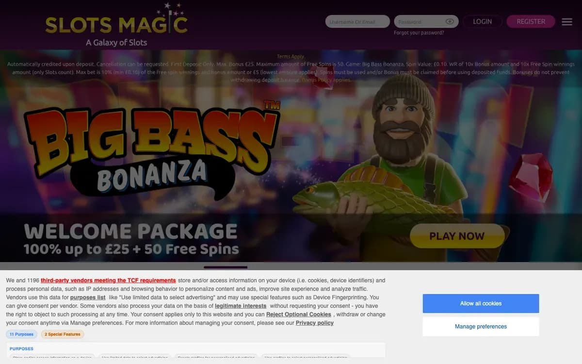 Slots Magic Casino website screenshot