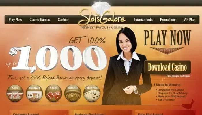 SlotsGalore Casino website screenshot