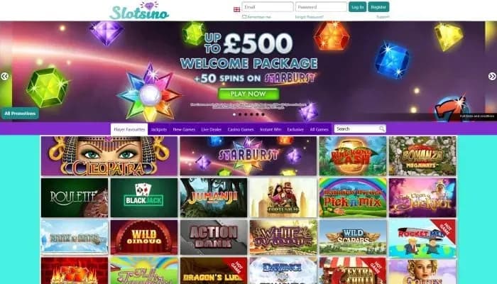 Slotsino Casino website screenshot