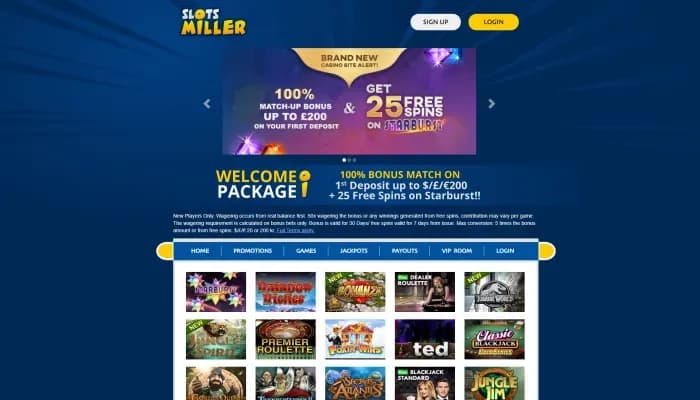 SlotsMiller Casino website screenshot