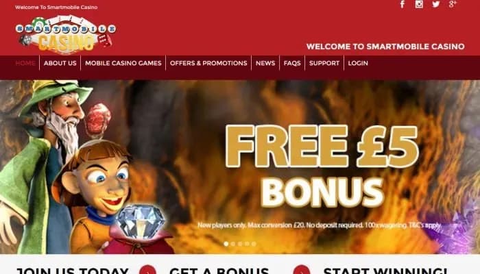 Smart Mobile Casino website screenshot
