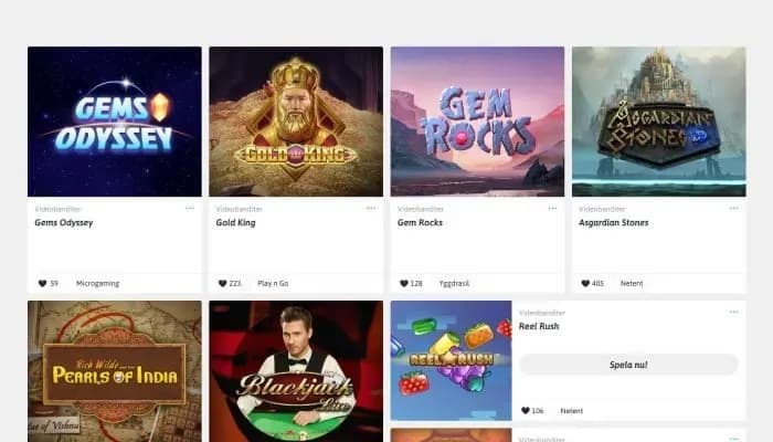 Snabbare Casino website screenshot