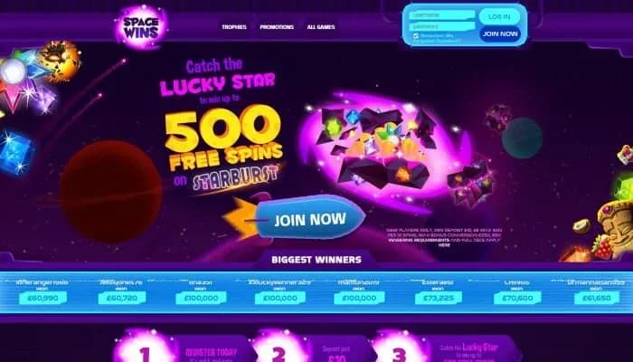 Space Wins Casino website screenshot