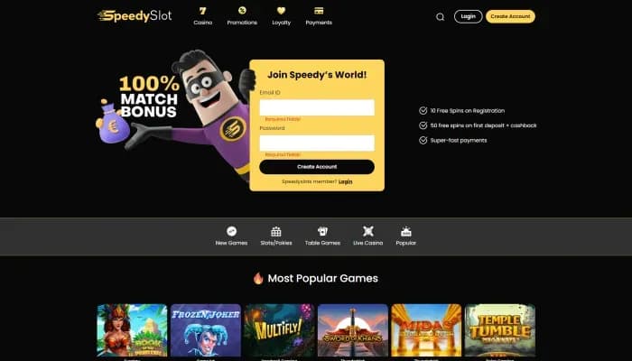SpeedySlot Casino website screenshot