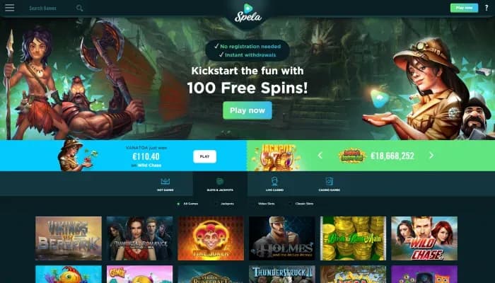 Spela Casino website screenshot