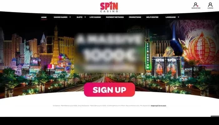 Spin Casino website screenshot