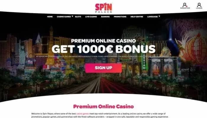 Spin Palace Casino website screenshot