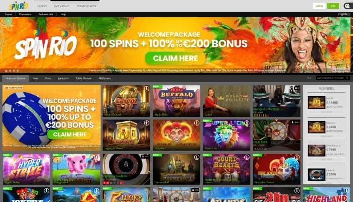 Spin Rio Casino website screenshot