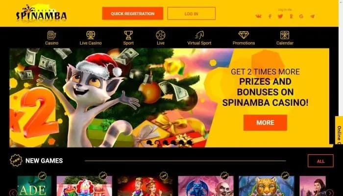 Spinamba Casino website screenshot