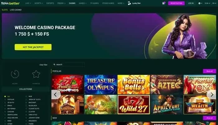 SpinBetter Casino website screenshot