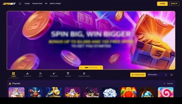 SpinBit Casino website screenshot