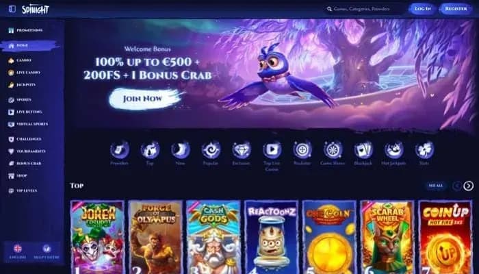 Spinight Casino website screenshot