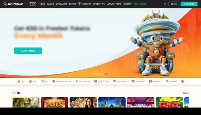 Spininio Casino website screenshot