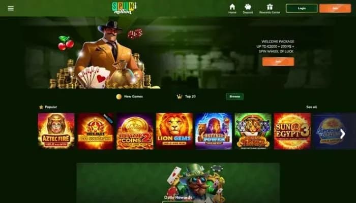SpinMillion Casino website screenshot