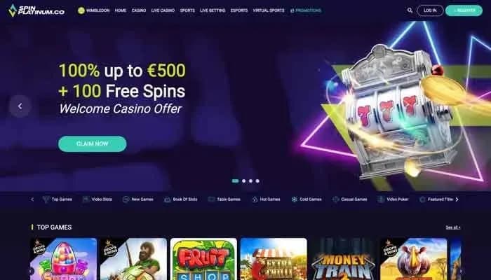 Spinplatinum Casino website screenshot