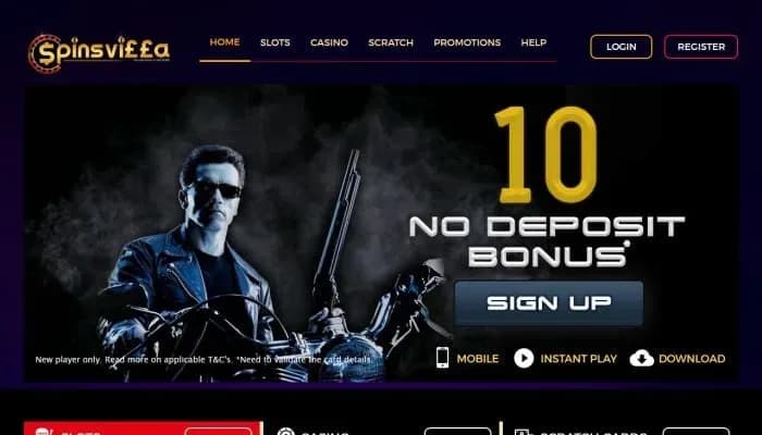 SpinsVilla Casino website screenshot