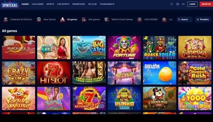 SpinTexas Casino website screenshot