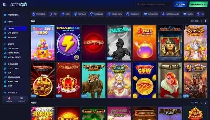Sportaza Casino website screenshot