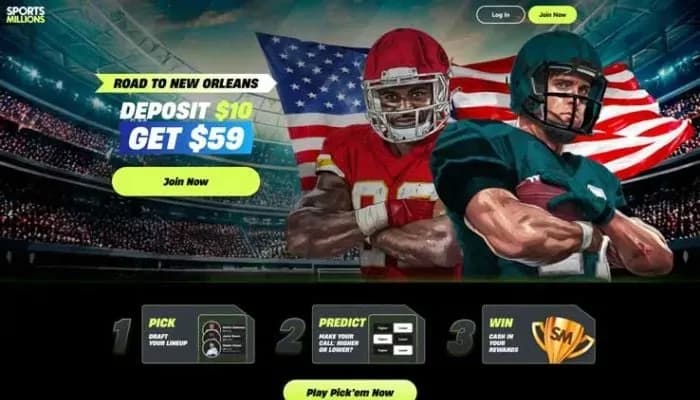 SportsMillions Casino website screenshot