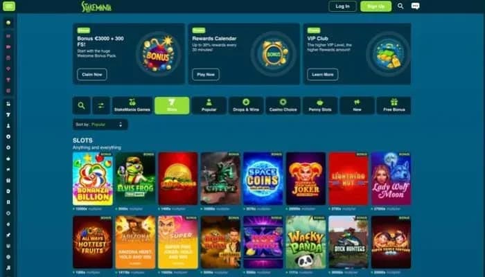StakeMania Casino website screenshot