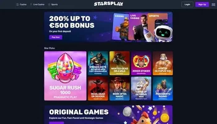 StarsPlay Casino website screenshot