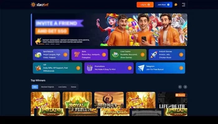 Starzbet Casino website screenshot