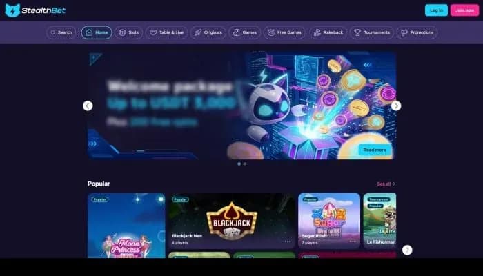 StealthBet Casino website screenshot