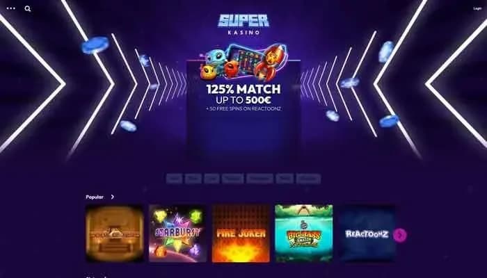SuperKasino website screenshot