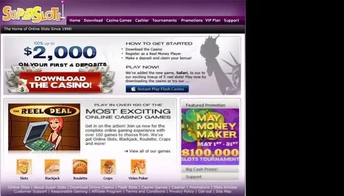 SuperSlots website screenshot