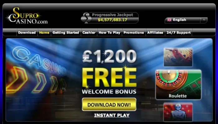 Supro Casino website screenshot