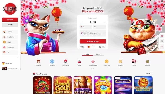 Sushi Casino website screenshot