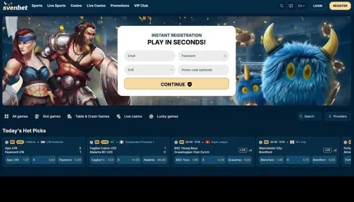 Svenbet Casino website screenshot