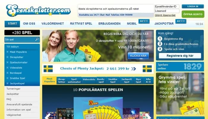 Svenskalotter Casino website screenshot